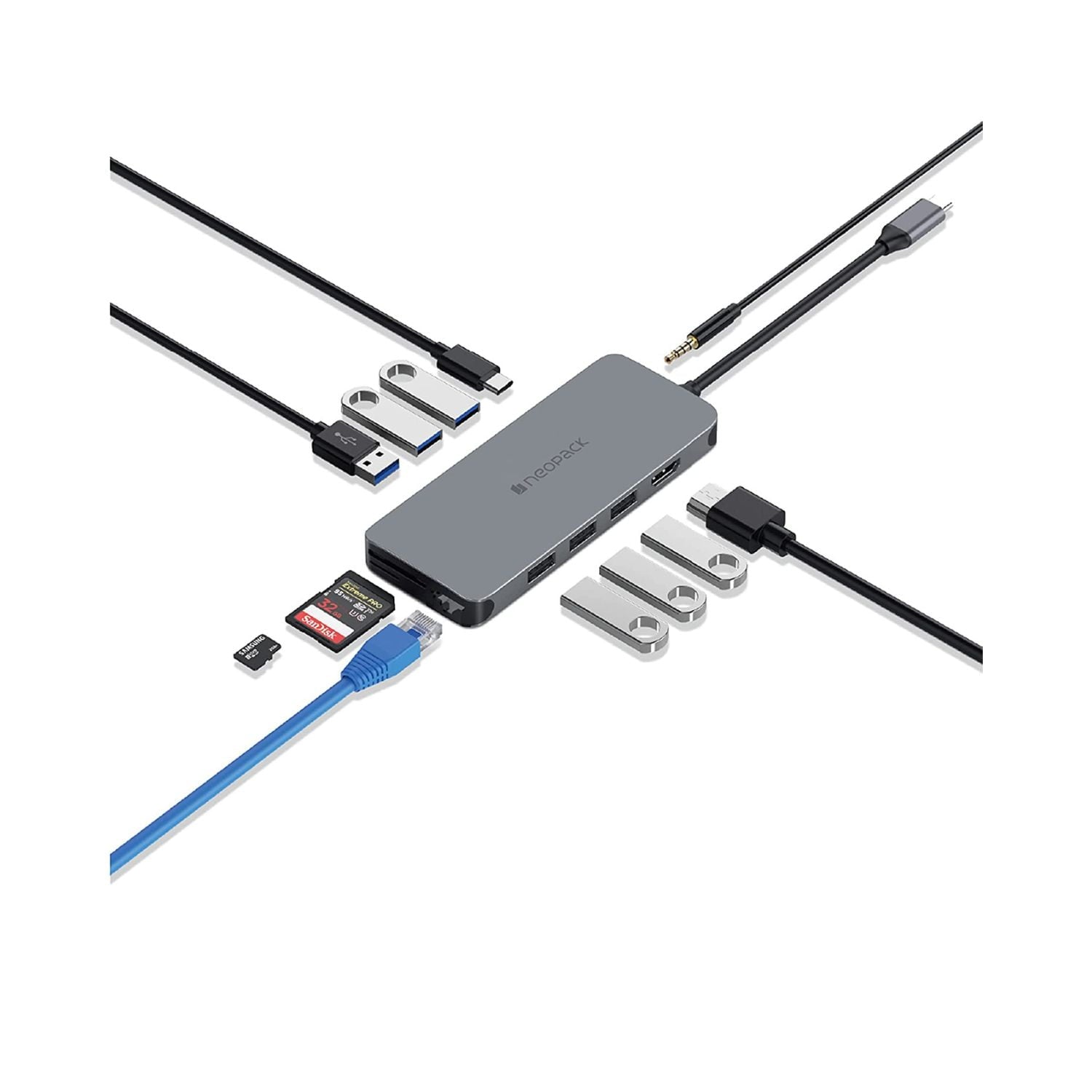 Neopack-12-In-1-USB-C-Multiport-Travel-Hub-Space-Grey-Online-Buy-Mumbai-India - Hey Jimmy